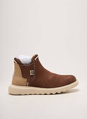Bottines/boots tissage satiné talon plat jusqu'à 3cm marron HEY DUDE femme