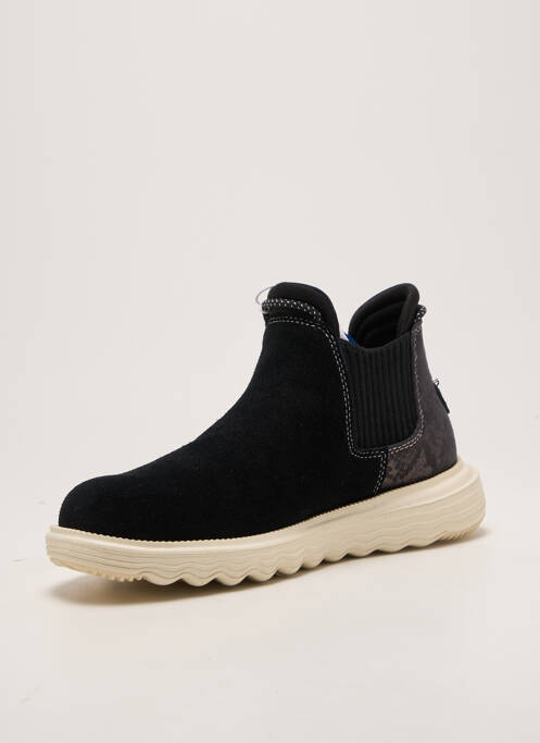 Bottines/boots tissage satiné talon plat jusqu'à 3cm noir HEY DUDE femme