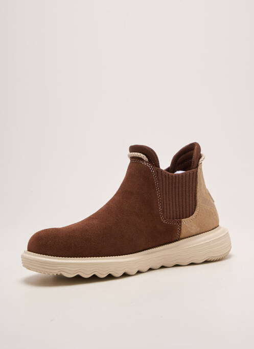 Bottines/boots tissage satiné talon plat jusqu'à 3cm marron HEY DUDE femme
