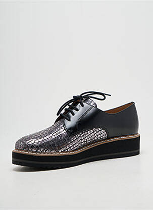 Derbies tissage satiné talon de 4 à 6cm argent EMILIE KARSTON femme