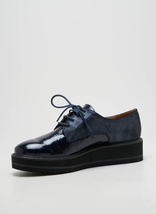 Derbies tissage vernis talon de 4 à 6cm bleu EMILIE KARSTON femme