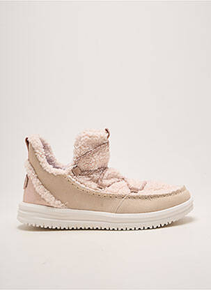 Bottines/boots tissage satiné talon plat jusqu'à 3cm beige HEY DUDE femme