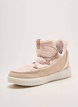 Bottines/boots tissage satiné talon plat jusqu'à 3cm beige HEY DUDE femme
