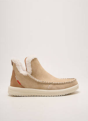 Bottines/boots bout rond talon plat jusqu'à 3cm beige HEY DUDE femme