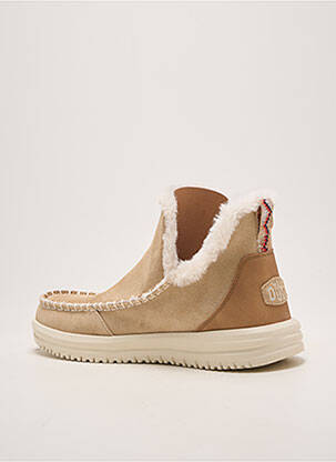 Bottines/boots bout rond talon plat jusqu'à 3cm beige HEY DUDE femme