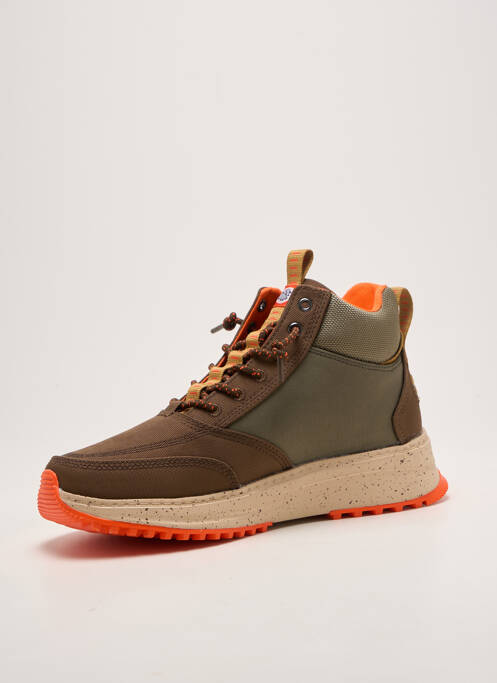 Baskets fermeture elastique bout rond vert HEY DUDE homme
