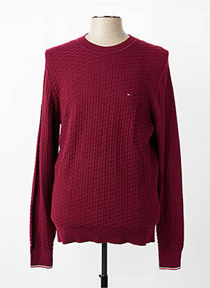 Pull col rond manches longues rouge TOMMY HILFIGER homme