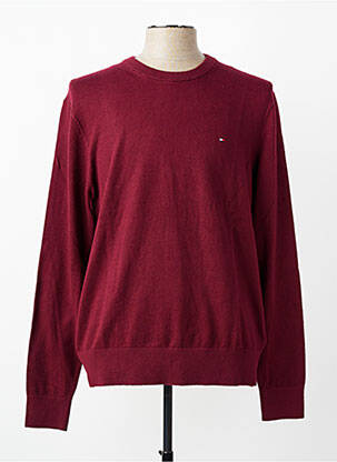 Pull col rond manches longues rouge TOMMY HILFIGER homme