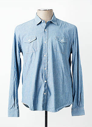 Chemisier coupe droite manches longues bleu SERGE BLANCO femme