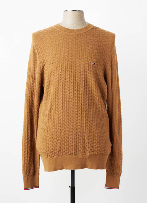 Pull col rond manches longues beige TOMMY HILFIGER homme