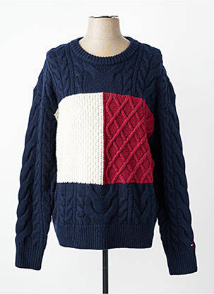 Pull col rond manches longues bleu TOMMY HILFIGER homme