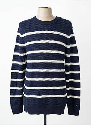 Pull col rond manches longues bleu TOMMY HILFIGER homme