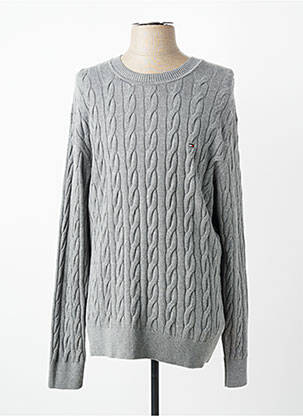 Pull col rond manches longues gris TOMMY HILFIGER homme