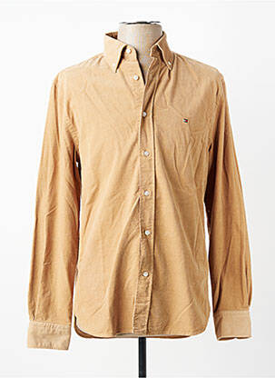 Chemise manches longues coupe droite marron TOMMY HILFIGER homme