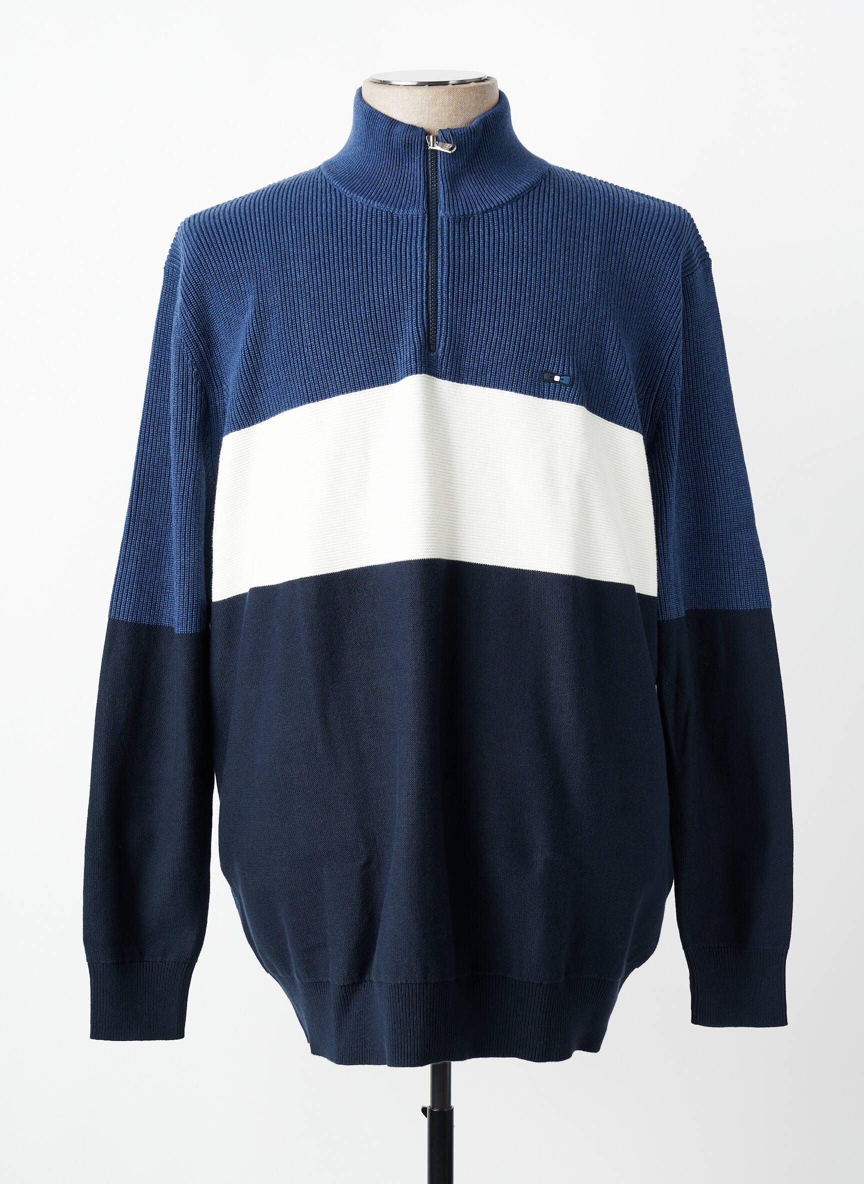 Pull maille tricot manches longues bleu EDEN PARK homme