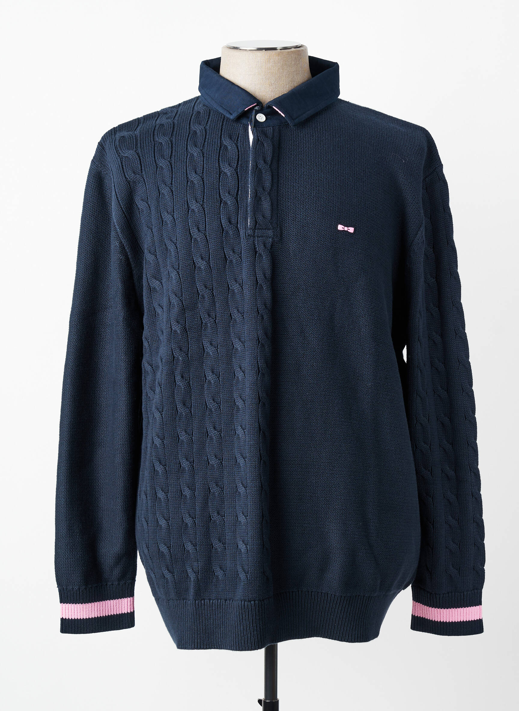 Pull col polo manches longues bleu EDEN PARK homme