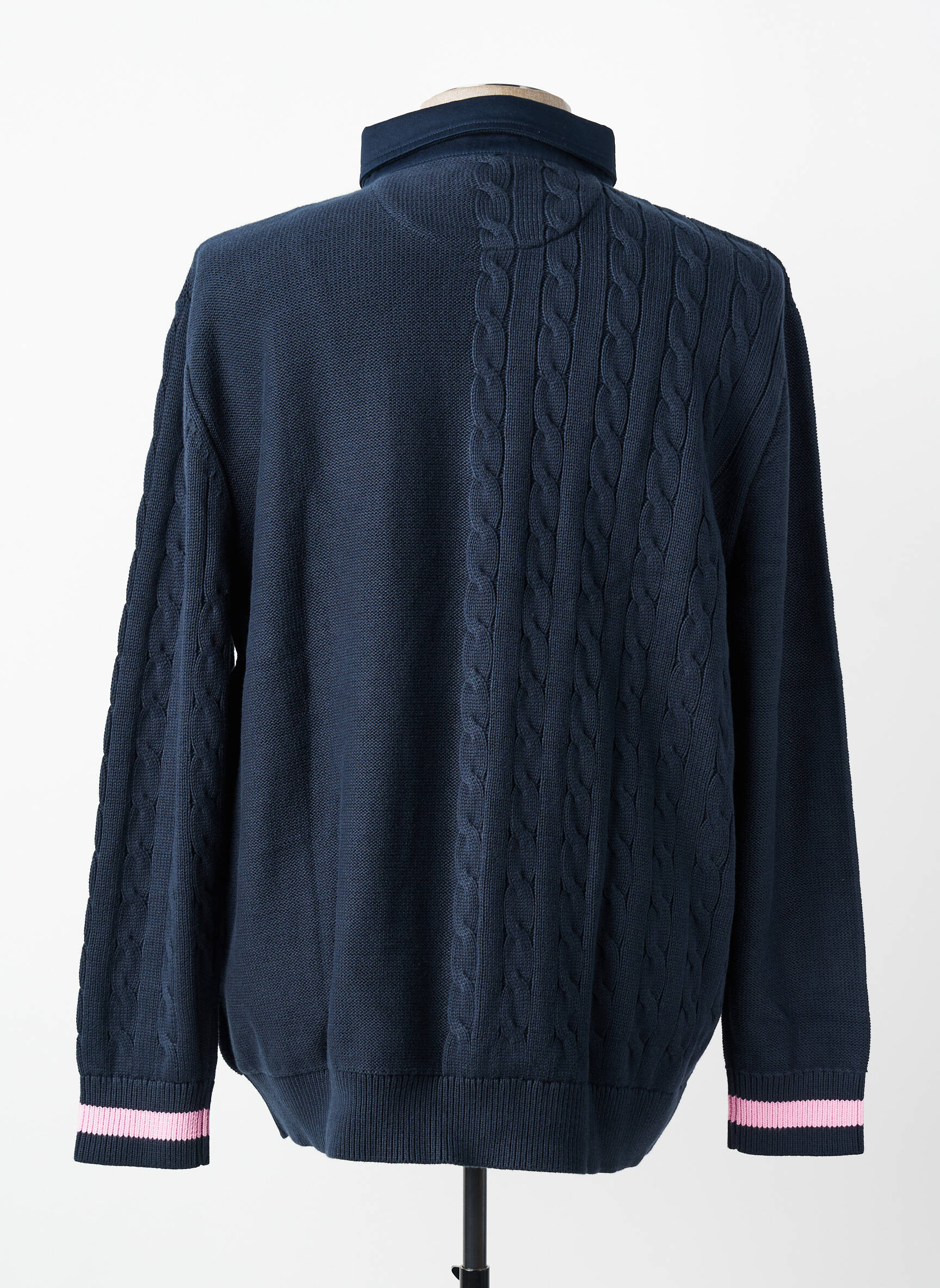 Pull col polo manches longues bleu EDEN PARK homme