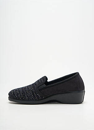 Chaussons/pantoufles tissage satiné talon plat jusqu'à 3cm noir SEMELFLEX femme