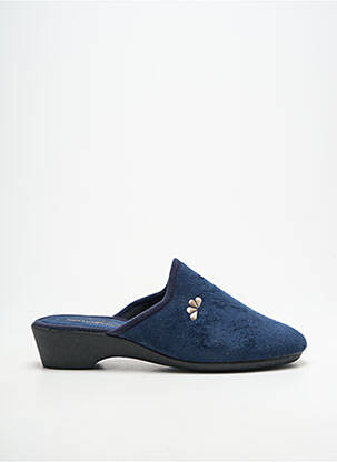 Chaussons/pantoufles bout rond talon de 4 à 6cm bleu SEMELFLEX femme