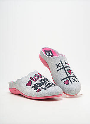 Chaussons/pantoufles bout rond talon plat jusqu'à 3cm gris ELUE PAR NOUS femme