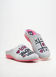 Chaussons/pantoufles bout rond talon plat jusqu'à 3cm gris ELUE PAR NOUS femme