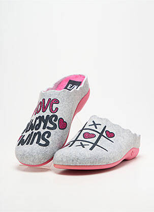 Chaussons/pantoufles bout rond talon plat jusqu'à 3cm gris ELUE PAR NOUS femme
