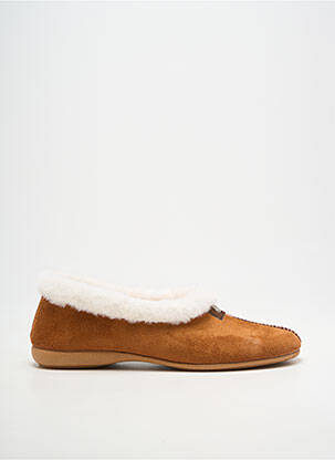 Chaussons/pantoufles bout rond talon plat jusqu'à 3cm marron SOIR ET MATIN femme