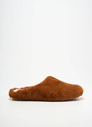 Chaussons/pantoufles bout rond talon plat jusqu'à 3cm marron SOIR ET MATIN femme