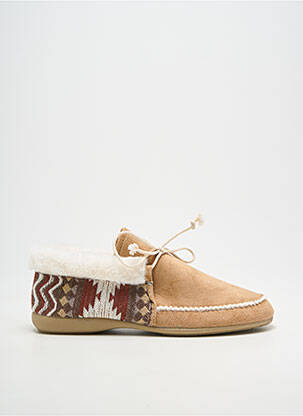 Chaussons/pantoufles fermeture lacets talon plat jusqu'à 3cm beige SOIR ET MATIN femme