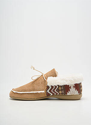 Chaussons/pantoufles fermeture lacets talon plat jusqu'à 3cm beige SOIR ET MATIN femme
