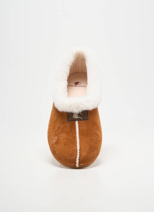 Chaussons/pantoufles bout rond talon plat jusqu'à 3cm marron SOIR ET MATIN femme