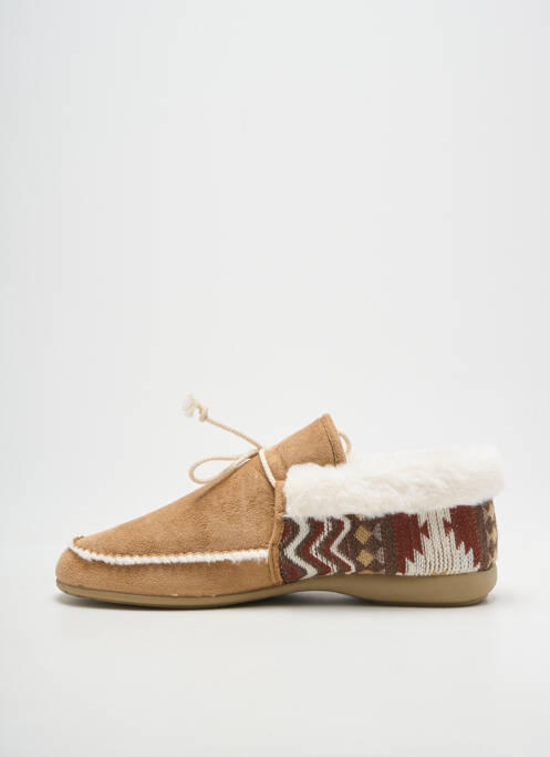 Chaussons/pantoufles fermeture lacets talon plat jusqu'à 3cm beige SOIR ET MATIN femme