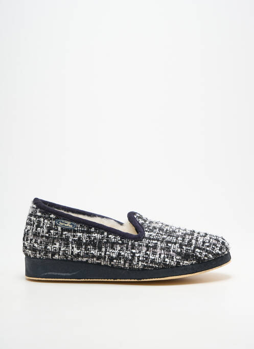 Chaussons/pantoufles tissage satiné talon plat jusqu'à 3cm noir SEMELFLEX femme