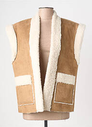 Gilet sans manche poches beige ICHI femme