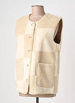 Gilet sans manche fermeture boutonnée sur le devant beige ICHI femme
