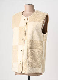 Gilet sans manche poches beige ICHI femme