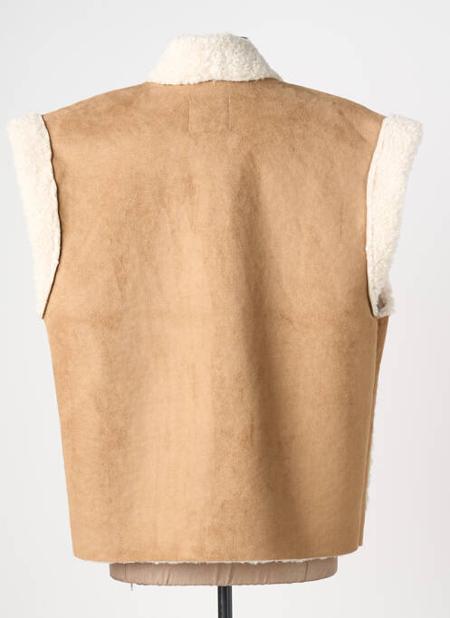 Gilet sans manche col châle beige ICHI femme