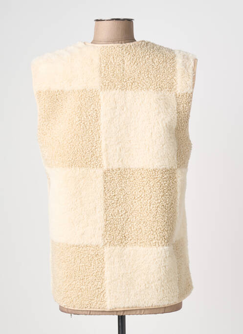 Gilet sans manche poches beige ICHI femme
