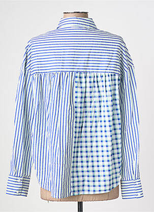 Chemisier imprimé fantaisie manches longues bleu PIECES femme