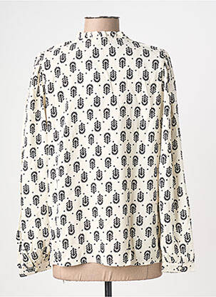 Blouse imprimé fantaisie manches longues beige ICHI femme