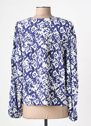 Chemisier imprimé fantaisie manches longues bleu ICHI femme