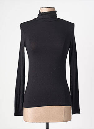 Sous-pull col col montant manches longues noir THINKING MU femme