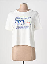 T-shirt coupe droite manches courtes blanc THINKING MU femme