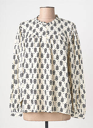 Blouse imprimé fantaisie manches longues beige ICHI femme