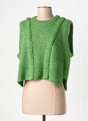 Pull col rond sans manche vert OBJECT femme