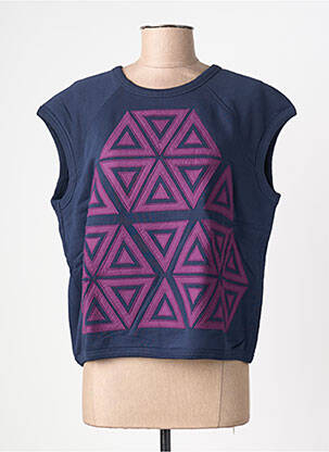 Sweat-shirt col rond sans manche bleu LEON & HARPER femme