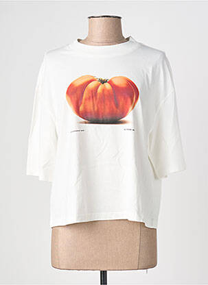 T-shirt coupe droite manches courtes blanc THINKING MU femme