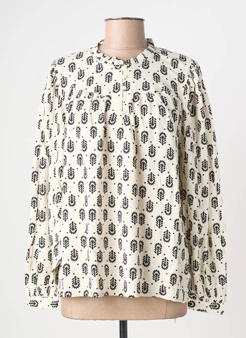 Blouse imprimé fantaisie manches longues beige ICHI femme