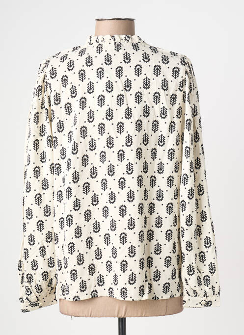 Blouse imprimé fantaisie manches longues beige ICHI femme