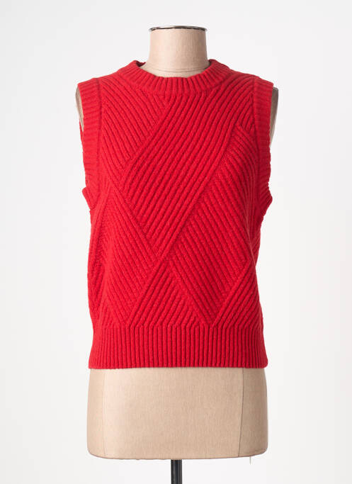 Pull resserrée sur le bas sans manche rouge THINKING MU femme